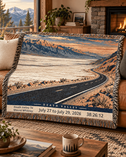 Personalized 135 Mile Finisher Blanket Death Valley to Mount Whitney -Artwork - Sloth & Duck
