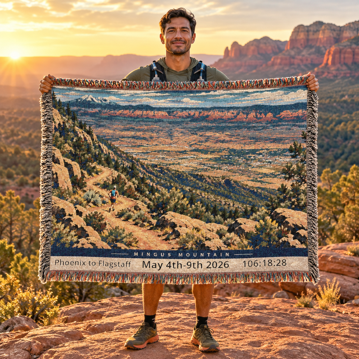 Personalized 250 Mile Finisher Blanket Phoenix to Flagstaff -Artwork - Sloth & Duck