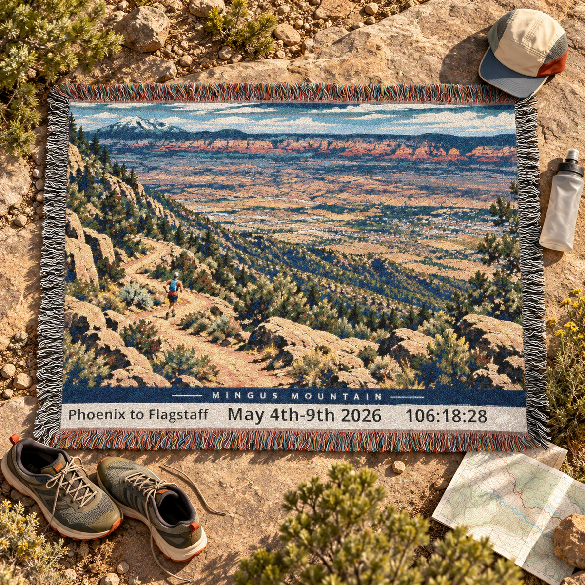 Personalized 250 Mile Finisher Blanket Phoenix to Flagstaff -Artwork - Sloth & Duck