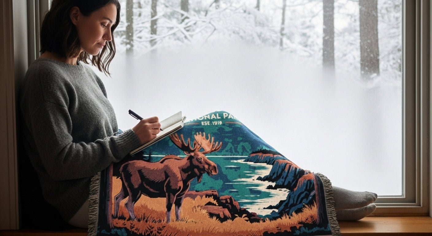 Personalized Acadia National Park Woven Blanket - Artwork - Sloth & Duck