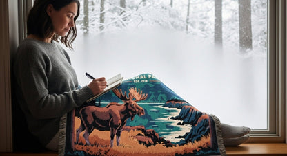 Personalized Acadia National Park Woven Blanket - Artwork - Sloth & Duck
