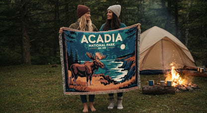 Personalized Acadia National Park Woven Blanket - Artwork - Sloth & Duck