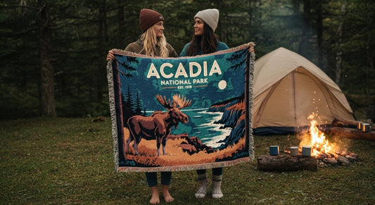 Personalized Acadia National Park Woven Blanket - Artwork - Sloth & Duck