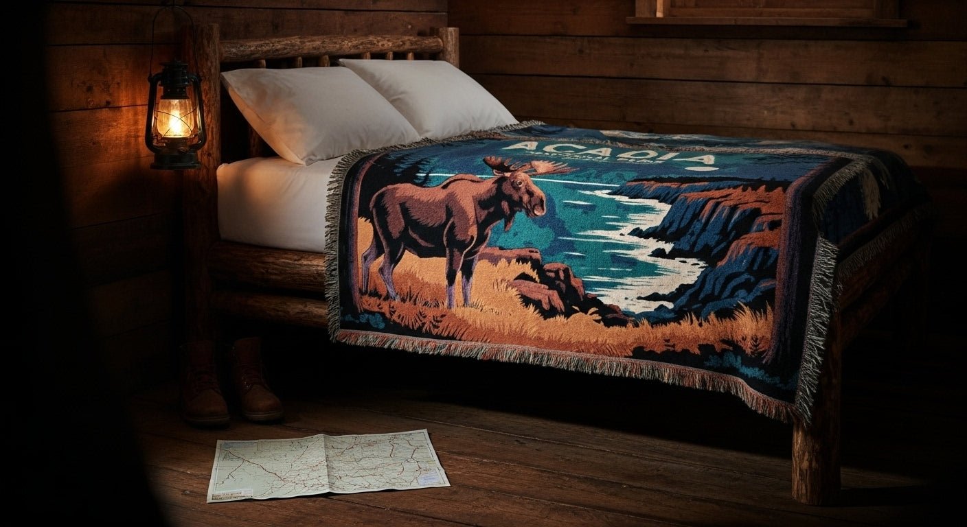 Personalized Acadia National Park Woven Blanket - Artwork - Sloth & Duck