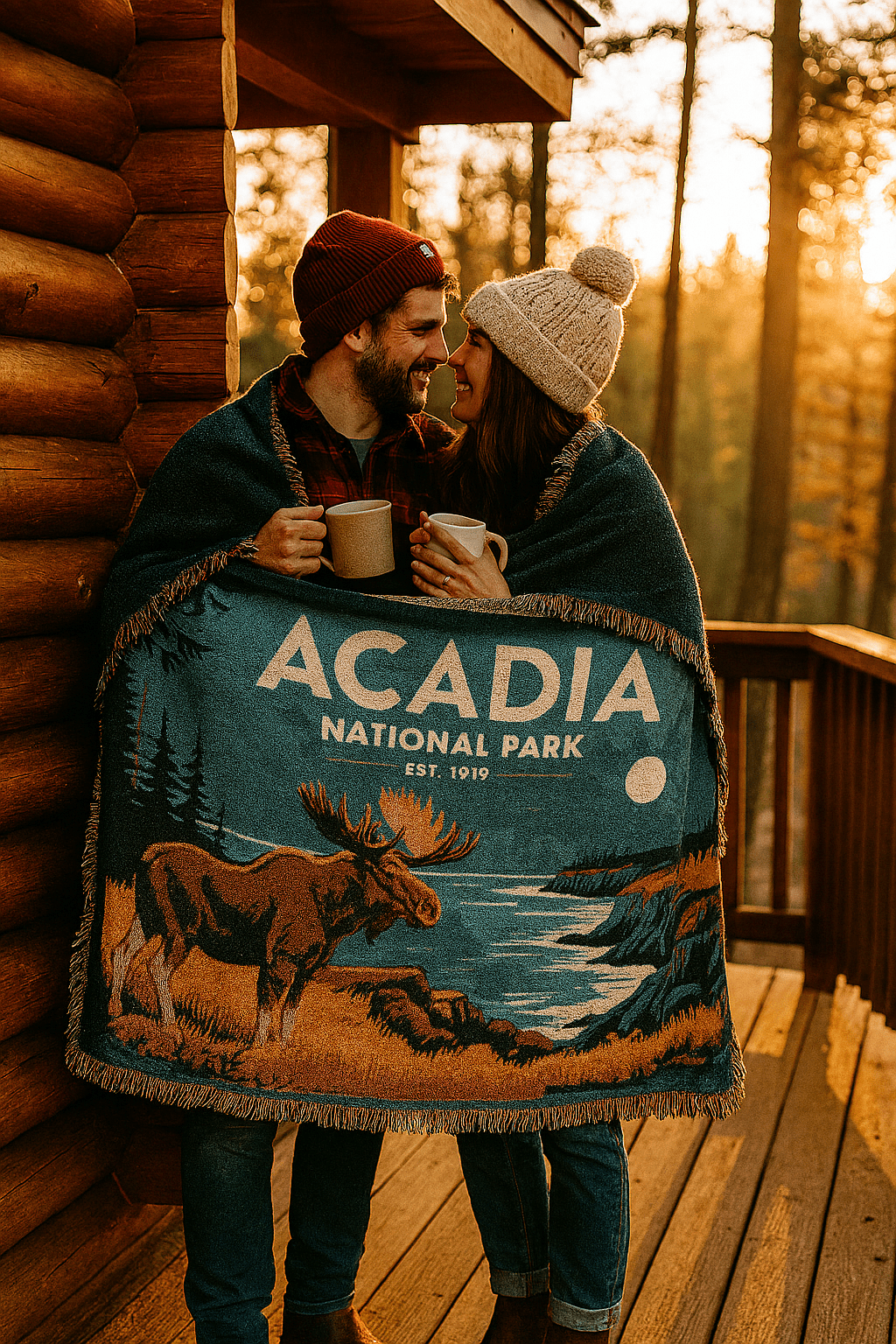 Personalized Acadia National Park Woven Blanket - Artwork - Sloth & Duck