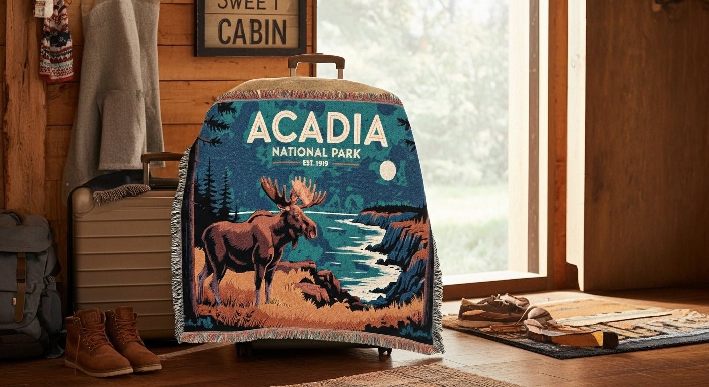 Personalized Acadia National Park Woven Blanket - Artwork - Sloth & Duck