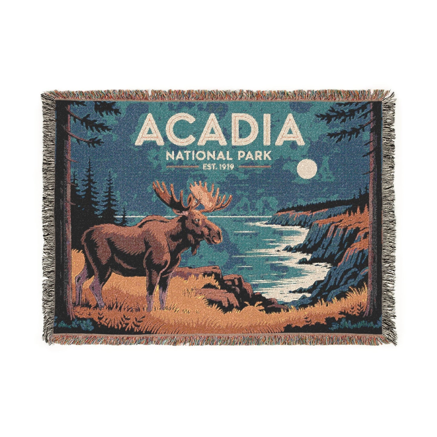 Personalized Acadia National Park Woven Blanket - Artwork - Sloth & Duck