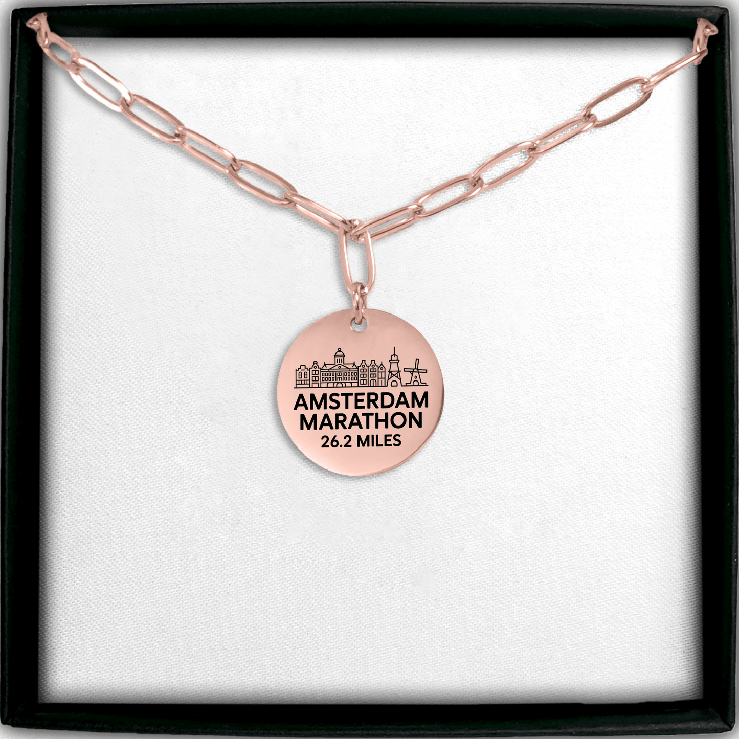 Personalized Amsterdam Marathon Skyline Necklace 26.2 Miles - Without back engraving - Sloth & Duck
