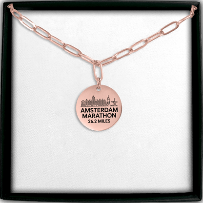 Personalized Amsterdam Marathon Skyline Necklace 26.2 Miles - Without back engraving - Sloth & Duck