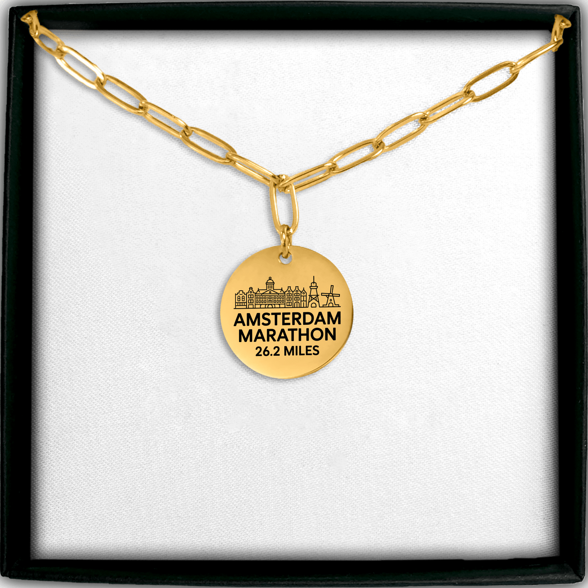 Personalized Amsterdam Marathon Skyline Necklace 26.2 Miles - Without back engraving - Sloth & Duck