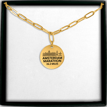 Personalized Amsterdam Marathon Skyline Necklace 26.2 Miles - Without back engraving - Sloth & Duck