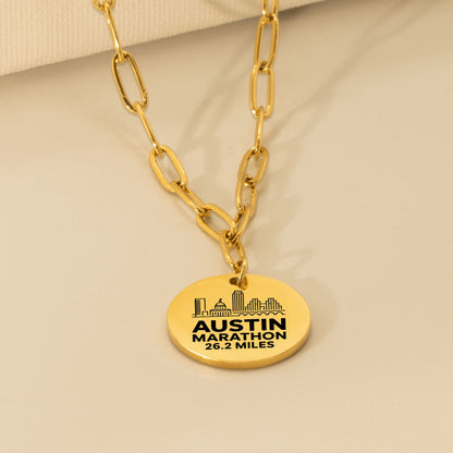 Personalized Austin Marathon Skyline Necklace 26.2 Miles - Without back engraving - Sloth & Duck