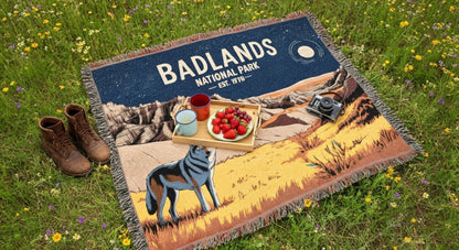 Personalized Badlands National Park Woven Blanket - Artwork - Sloth & Duck