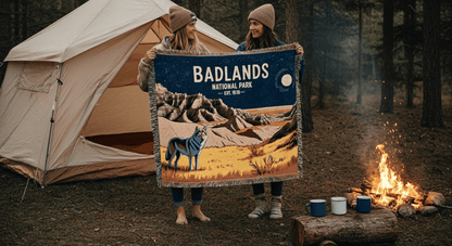Personalized Badlands National Park Woven Blanket - Artwork - Sloth & Duck