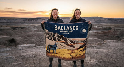 Personalized Badlands National Park Woven Blanket - Artwork - Sloth & Duck