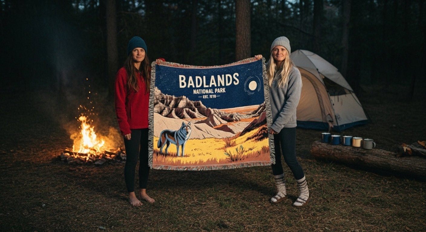 Personalized Badlands National Park Woven Blanket - Artwork - Sloth & Duck
