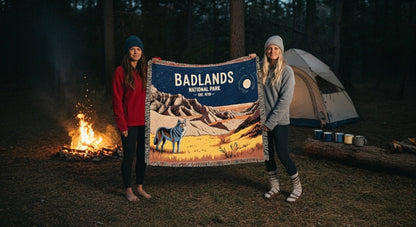Personalized Badlands National Park Woven Blanket - Artwork - Sloth & Duck