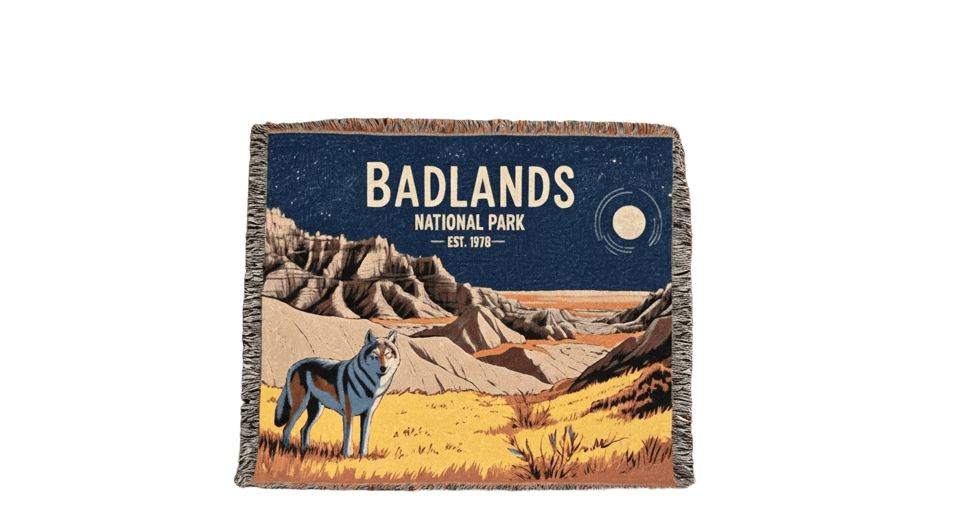 Personalized Badlands National Park Woven Blanket - Artwork - Sloth & Duck