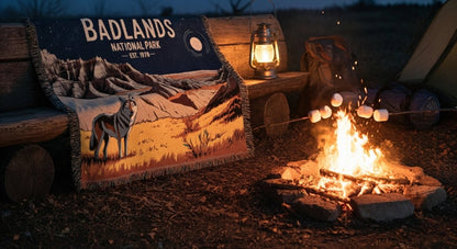 Personalized Badlands National Park Woven Blanket - Artwork - Sloth & Duck