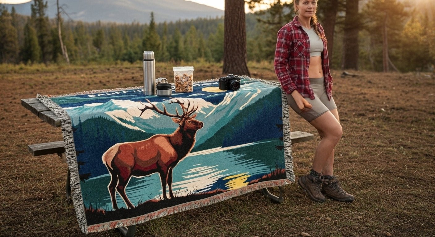 Personalized Banff National Park Woven Blanket - Artwork - Sloth & Duck