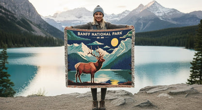 Personalized Banff National Park Woven Blanket - Artwork - Sloth & Duck