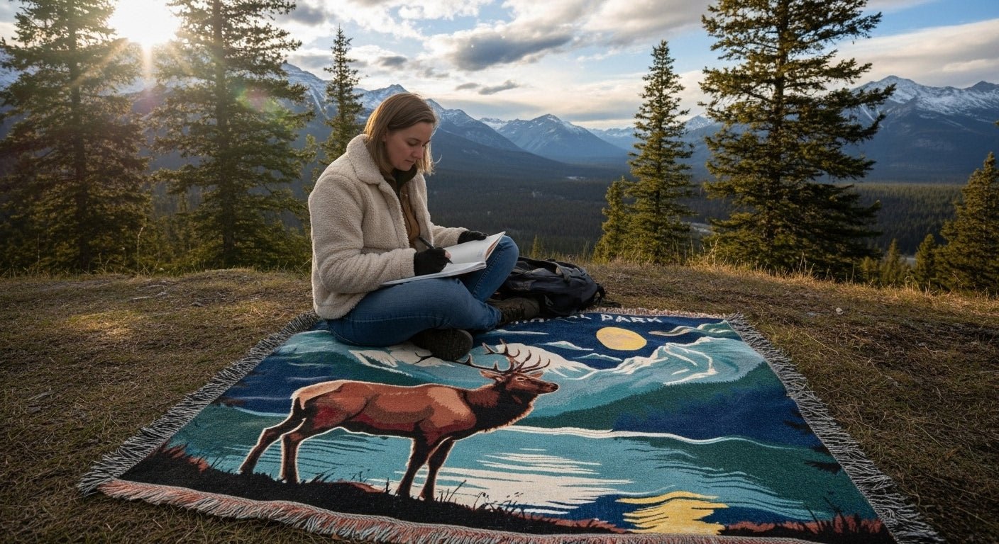 Personalized Banff National Park Woven Blanket - Artwork - Sloth & Duck