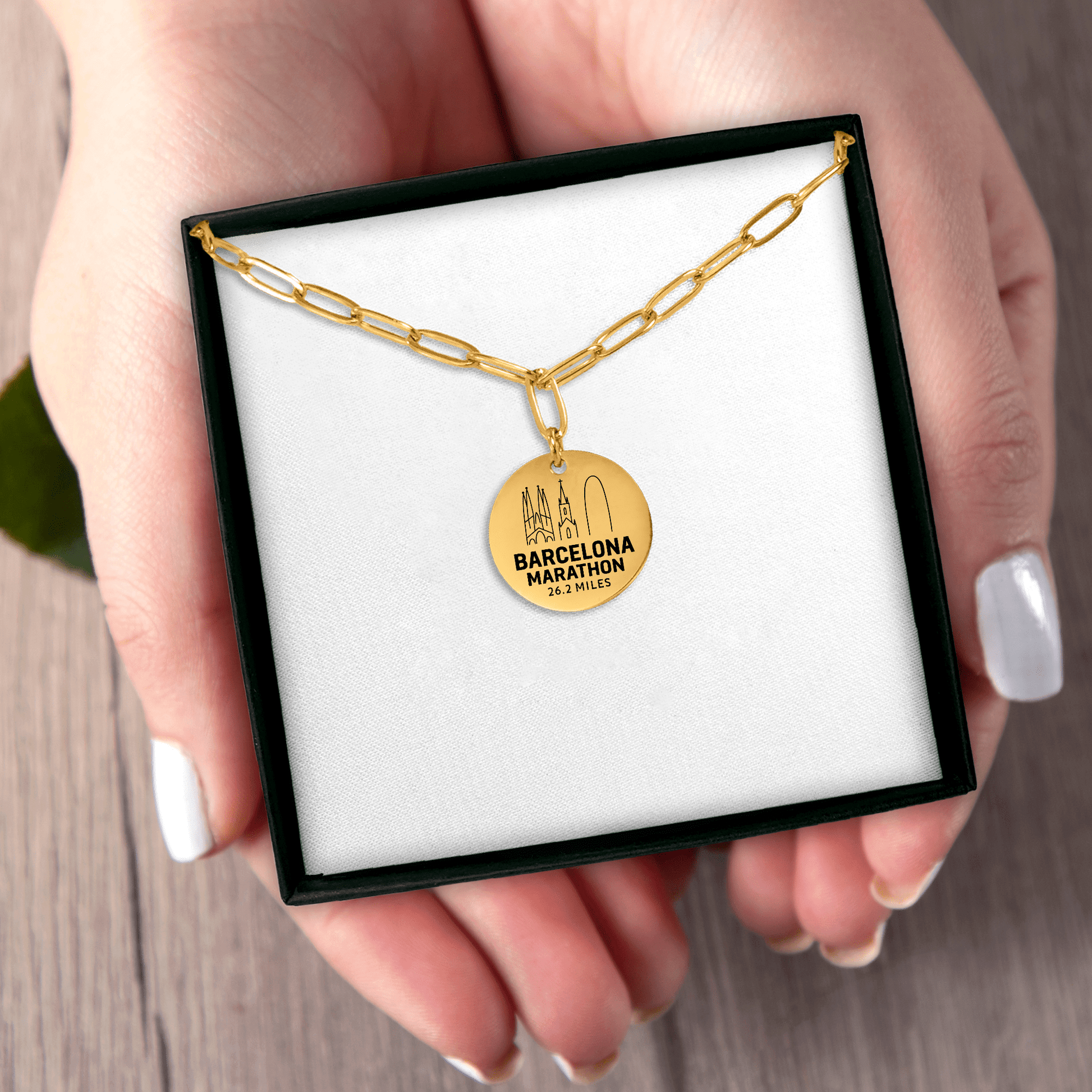 Personalized Barcelona Marathon Skyline Necklace 26.2 Miles - Without back engraving - Sloth & Duck