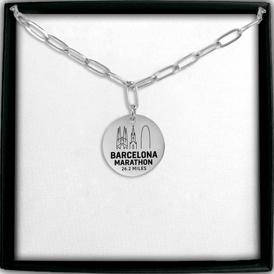 Personalized Barcelona Marathon Skyline Necklace 26.2 Miles - Without back engraving - Sloth & Duck