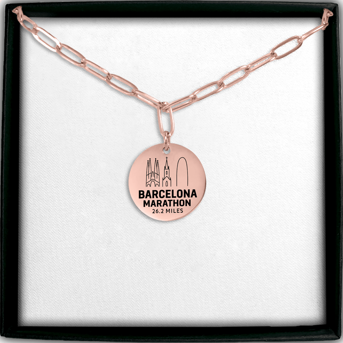 Personalized Barcelona Marathon Skyline Necklace 26.2 Miles - Without back engraving - Sloth & Duck