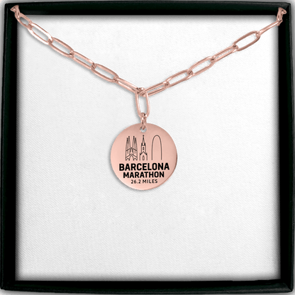 Personalized Barcelona Marathon Skyline Necklace 26.2 Miles - Without back engraving - Sloth & Duck
