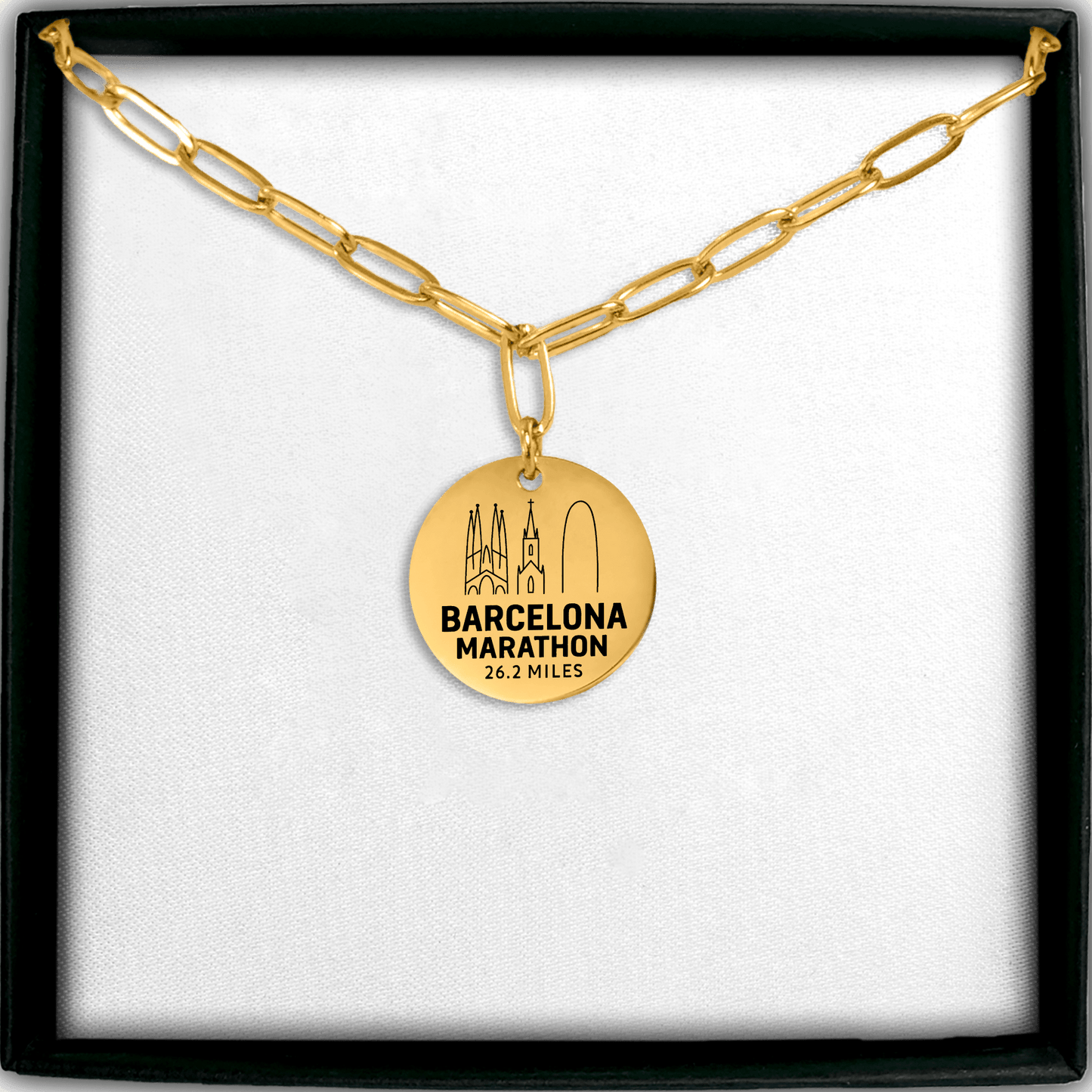 Personalized Barcelona Marathon Skyline Necklace 26.2 Miles - Without back engraving - Sloth & Duck