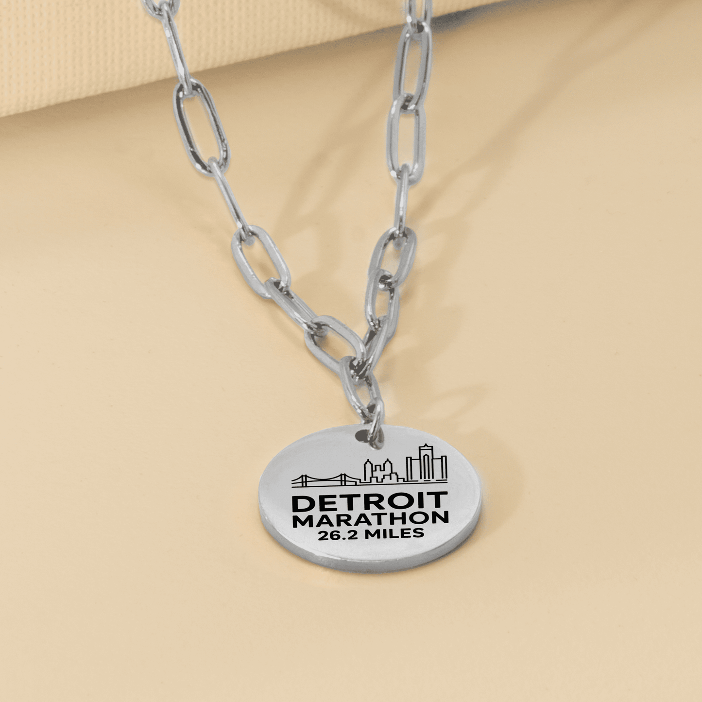 Personalized Detroit Marathon Skyline Necklace 26.2 Miles - Without back engraving - Sloth & Duck