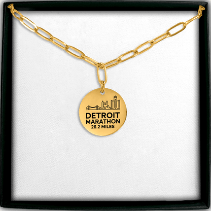 Personalized Detroit Marathon Skyline Necklace 26.2 Miles - Without back engraving - Sloth & Duck
