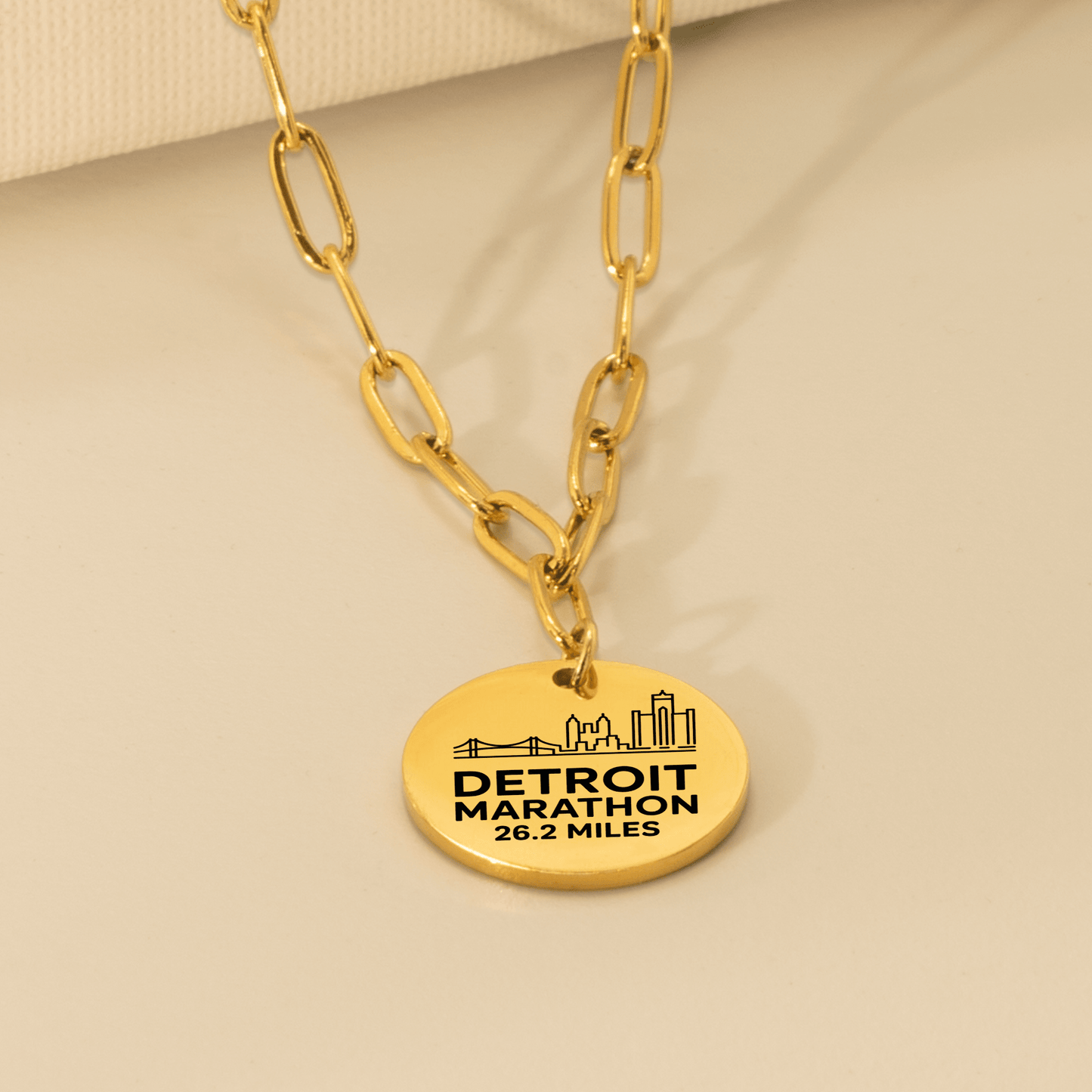Personalized Detroit Marathon Skyline Necklace 26.2 Miles - Without back engraving - Sloth & Duck