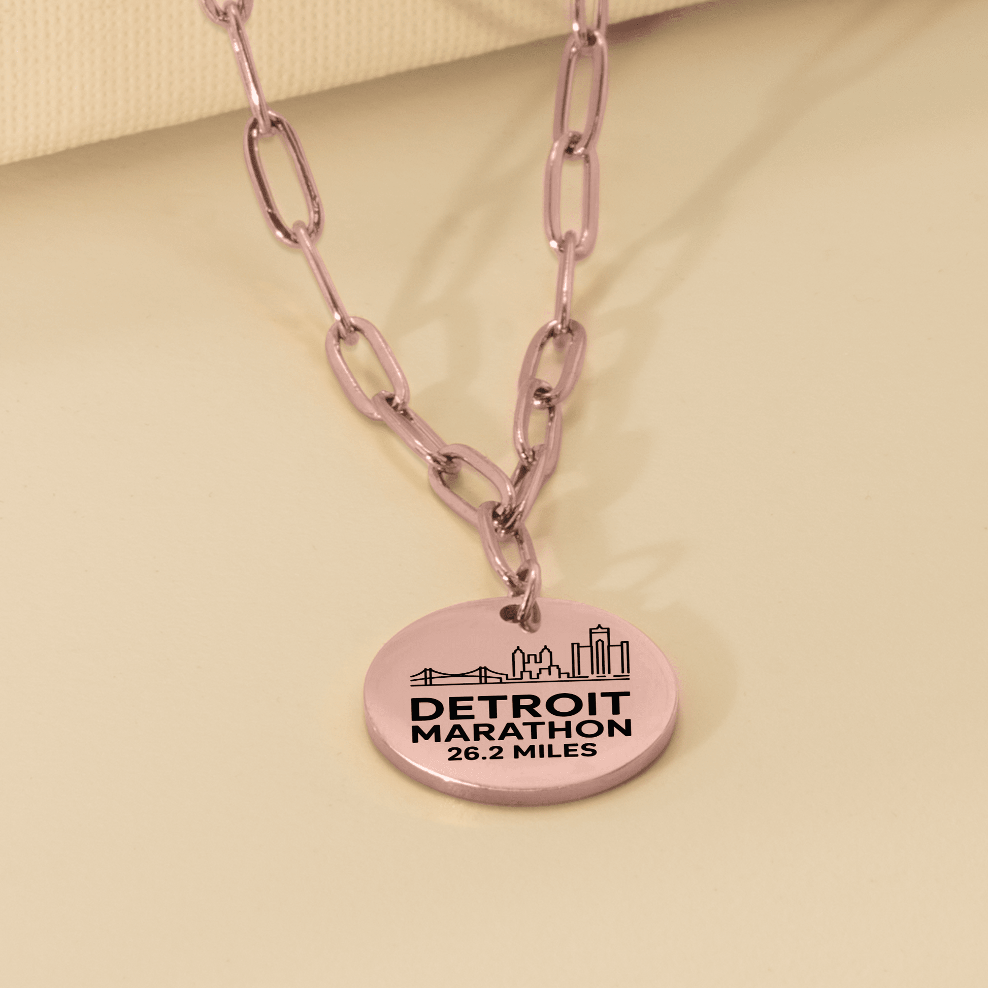 Personalized Detroit Marathon Skyline Necklace 26.2 Miles - Without back engraving - Sloth & Duck