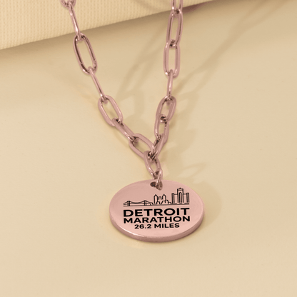 Personalized Detroit Marathon Skyline Necklace 26.2 Miles - Without back engraving - Sloth & Duck