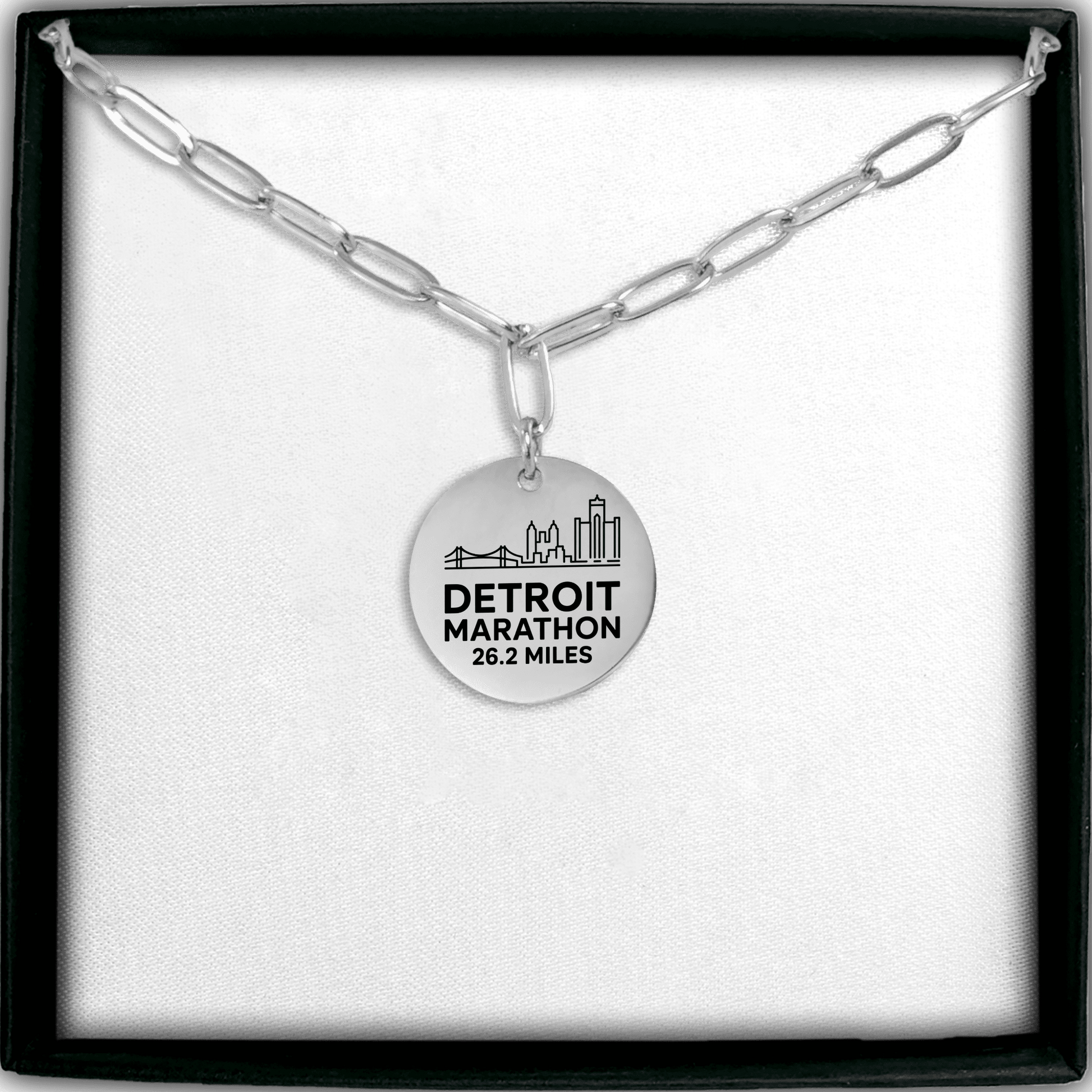 Personalized Detroit Marathon Skyline Necklace 26.2 Miles - Without back engraving - Sloth & Duck