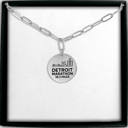 Personalized Detroit Marathon Skyline Necklace 26.2 Miles - Without back engraving - Sloth & Duck