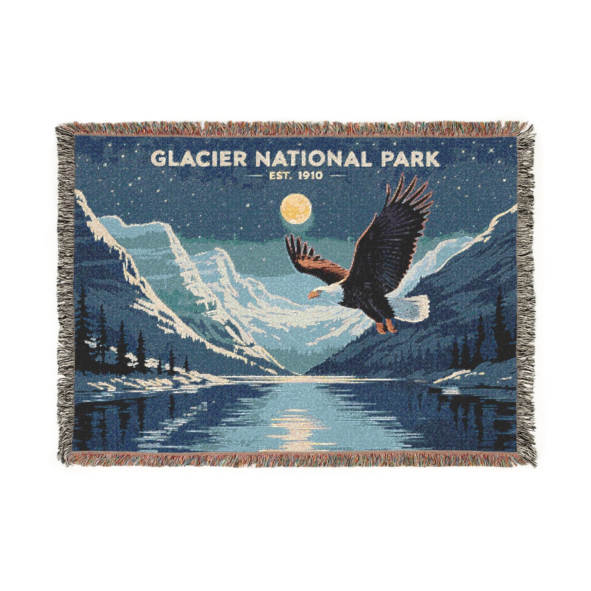 Personalized Glacier National Park Woven Blanket - Artwork - Sloth & Duck