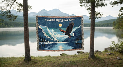 Personalized Glacier National Park Woven Blanket - Artwork - Sloth & Duck