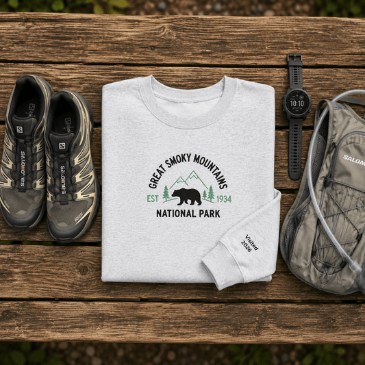 Personalized Great Smoky Mountains National Park Crewneck Sweatshirt - S - Sloth & Duck