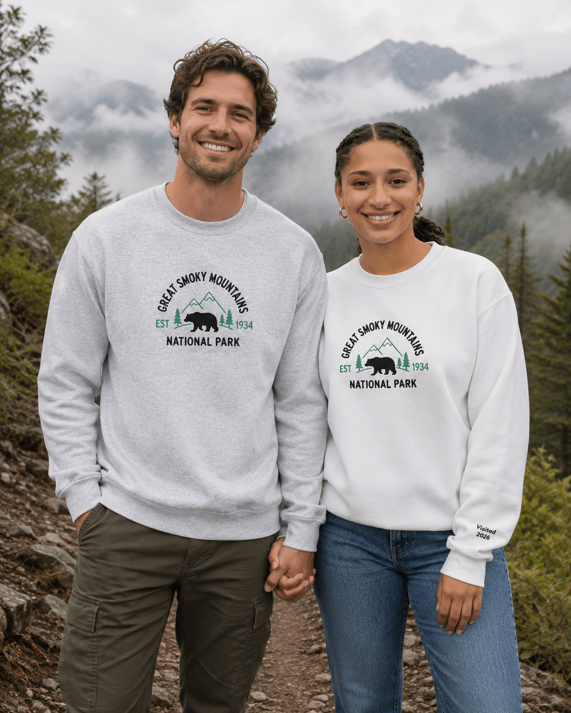 Personalized Great Smoky Mountains National Park Crewneck Sweatshirt - S - Sloth & Duck