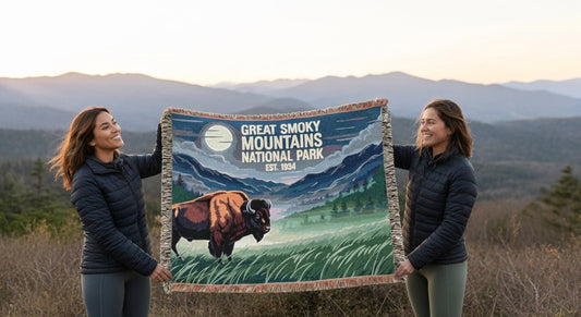 Personalized "Great Smoky Mountains National Park" Woven Blanket - Artwork - Sloth & Duck