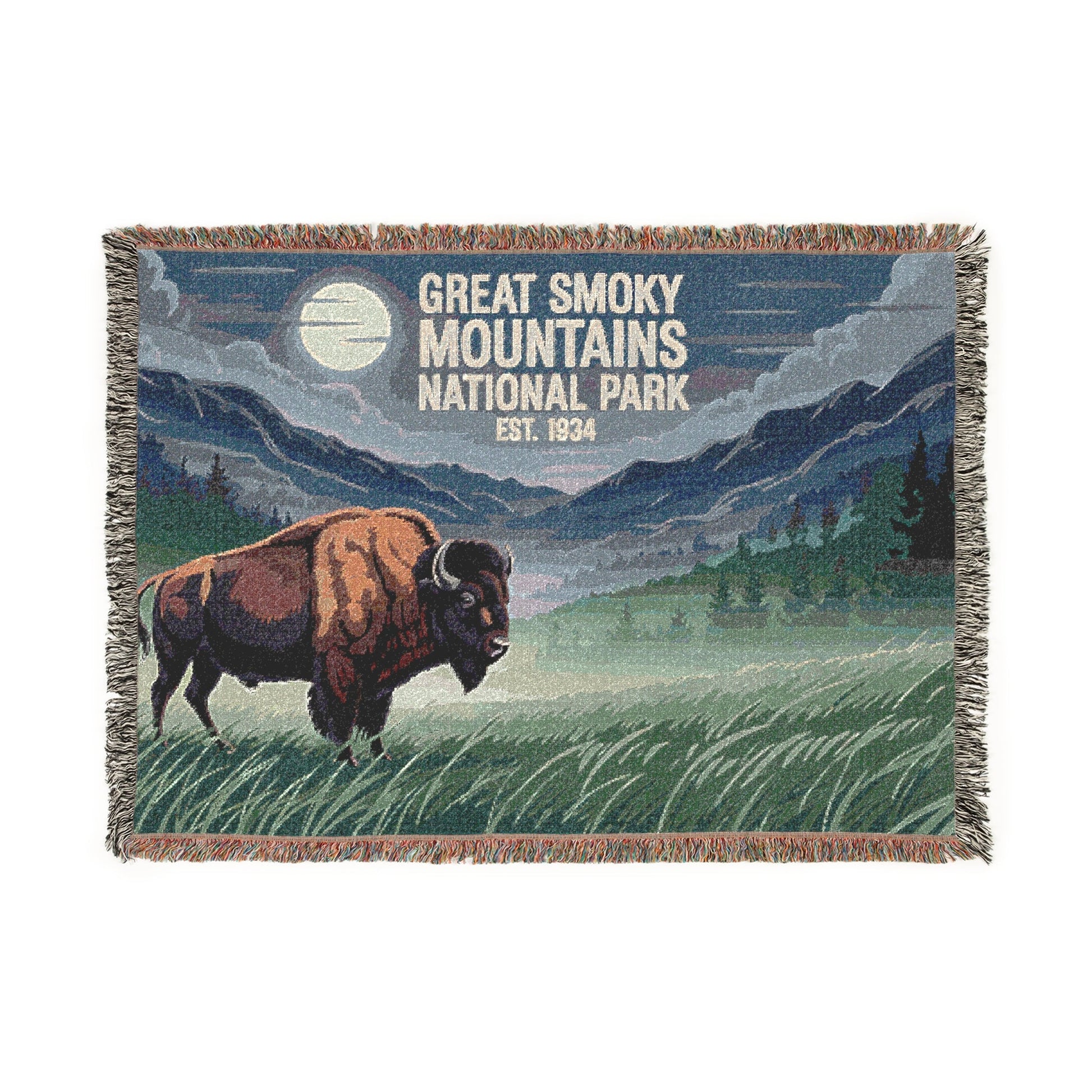 Personalized "Great Smoky Mountains National Park" Woven Blanket - Artwork - Sloth & Duck