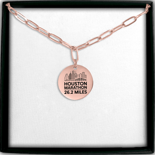 Personalized Houston Marathon Skyline Necklace 26.2 Miles - Without back engraving - Sloth & Duck
