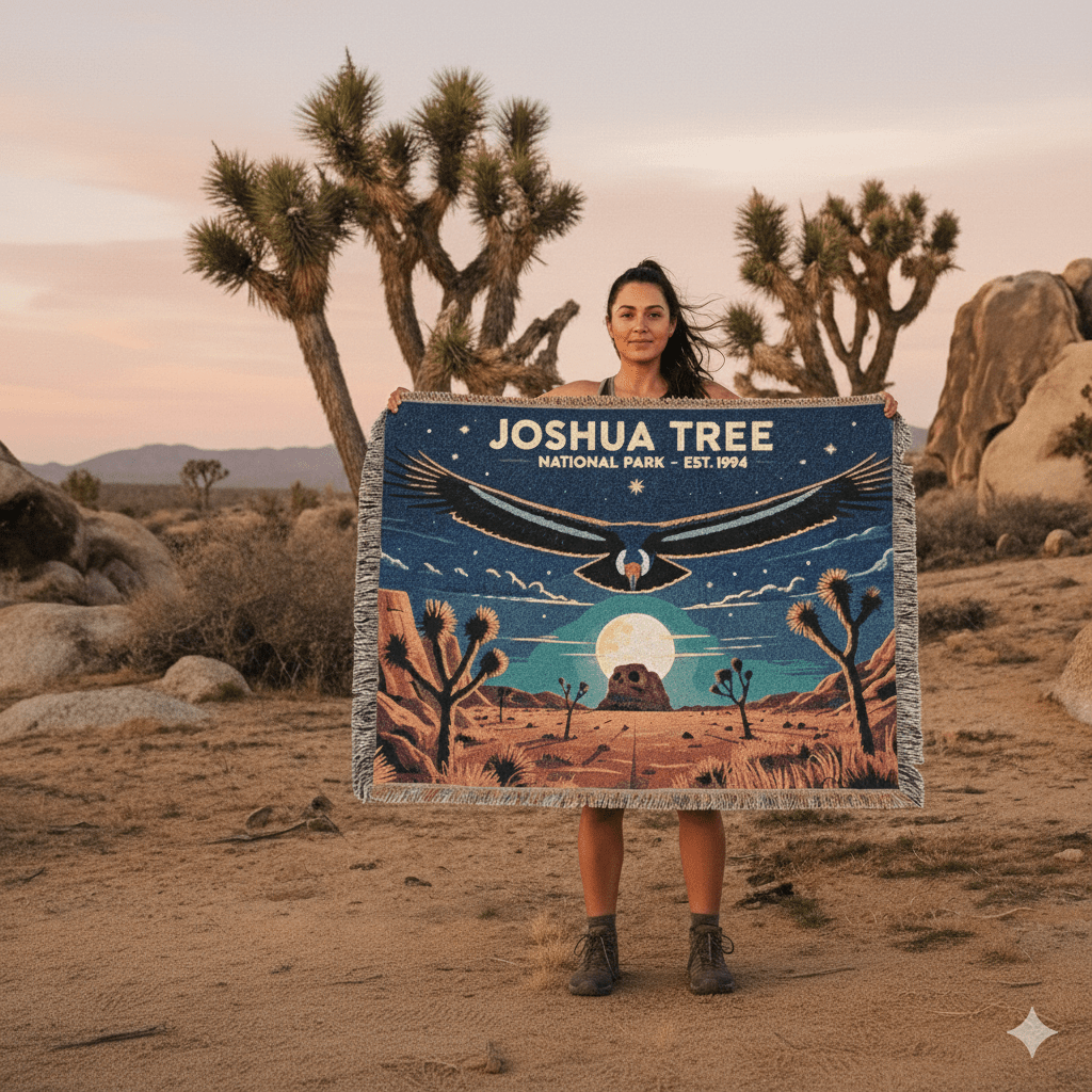 Personalized "Joshua Tree National Park" Woven Blanket - Artwork - Sloth & Duck