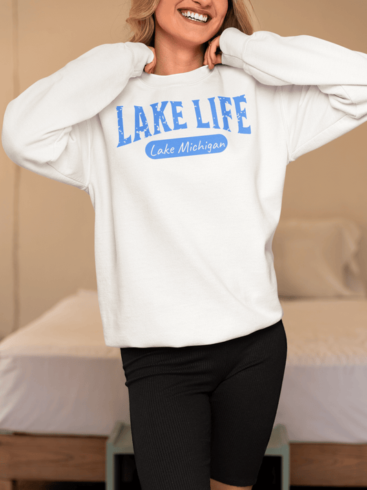 Personalized Lake Life Sweatshirt - White - Sloth & Duck