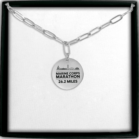 Personalized Marine Corp Marathon Skyline Necklace 26.2 Miles - Without back engraving - Sloth & Duck