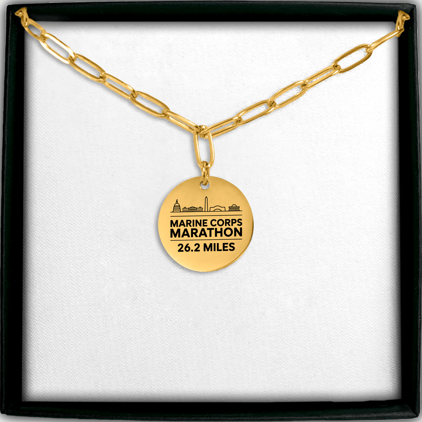 Personalized Marine Corp Marathon Skyline Necklace 26.2 Miles - Without back engraving - Sloth & Duck