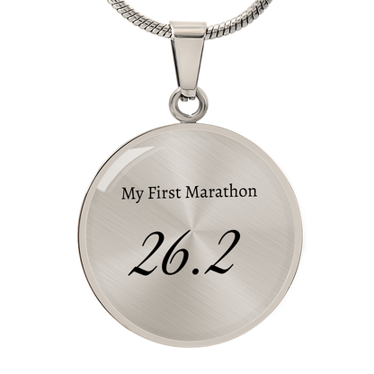 Personalized My First 26.2 Marathon Pendant - Luxury Necklace (Silver) - Sloth & Duck